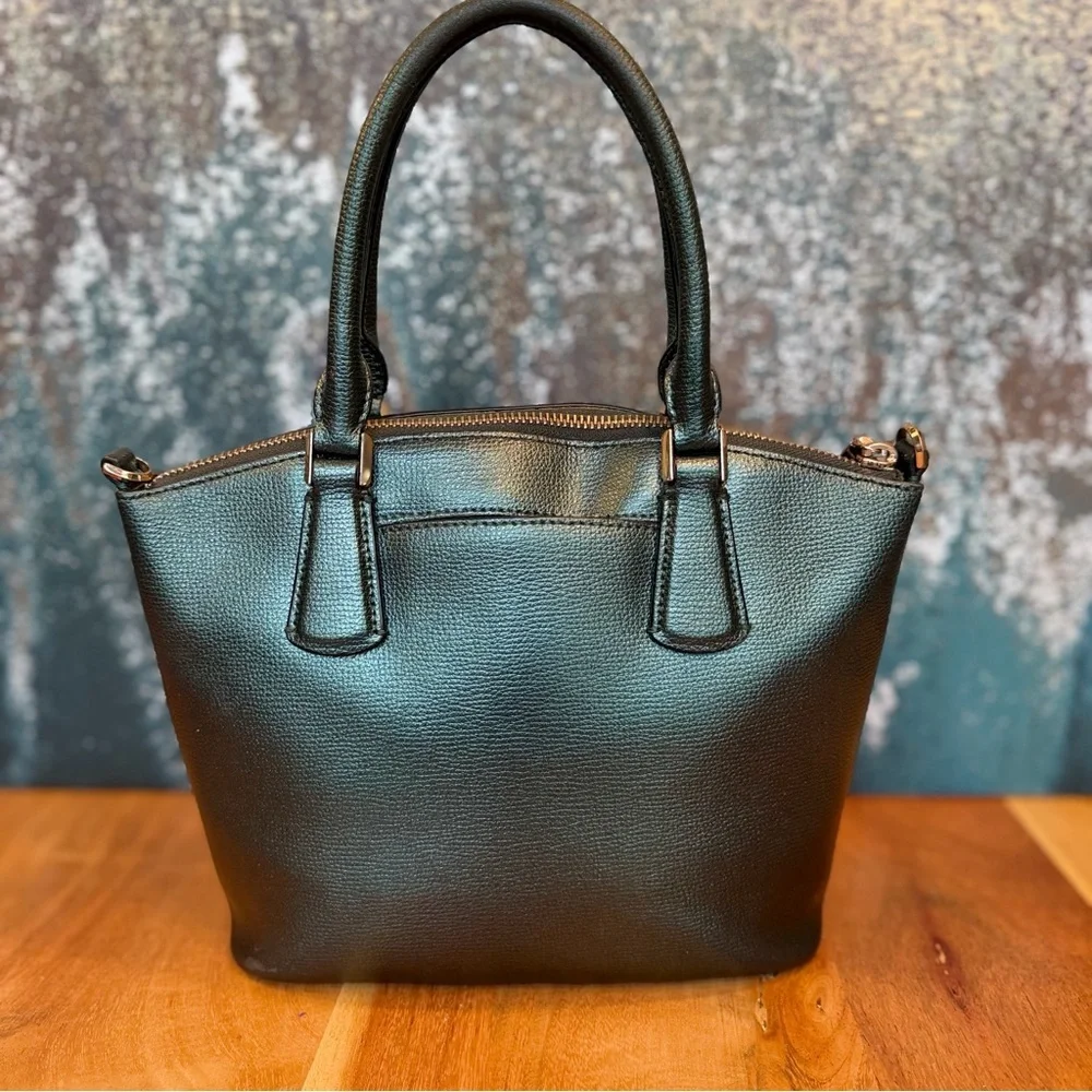 Kate Spade Minimalist Deep Evergreen Metallic Leather Sylvia Small satchel (EUC)